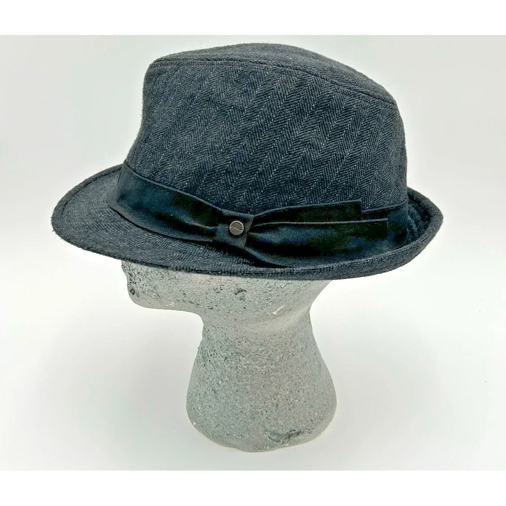 All American Stetson Fedora 60% Wool Driving Hat Mens Gray Striped 60s‎ Gangster